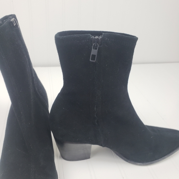 Vince. Hayek black suede block heel sock booties - Picture 8 of 13